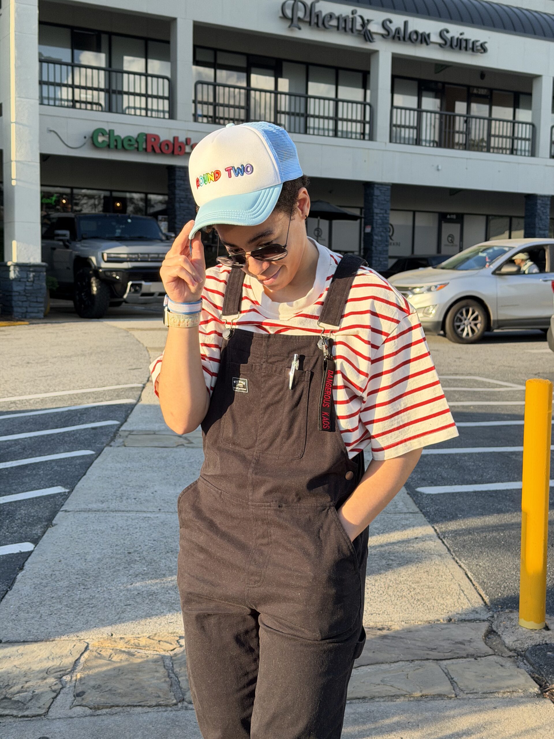 Black Overalls detail